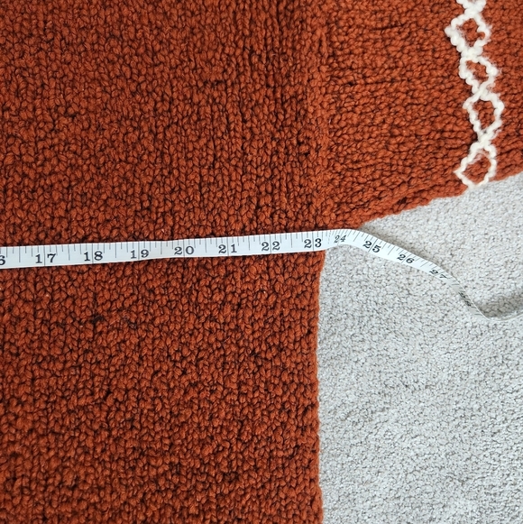 Hand Knit Chunky Hooded Wool Zip Jacket Size L Cozycore Brown Yellow Cozy Knit - Picture 7 of 12